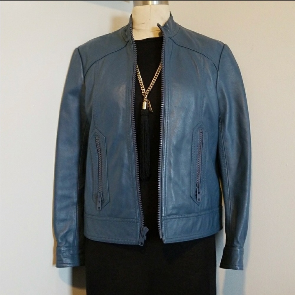 Marc Jacobs Blue Leather Jacket New!